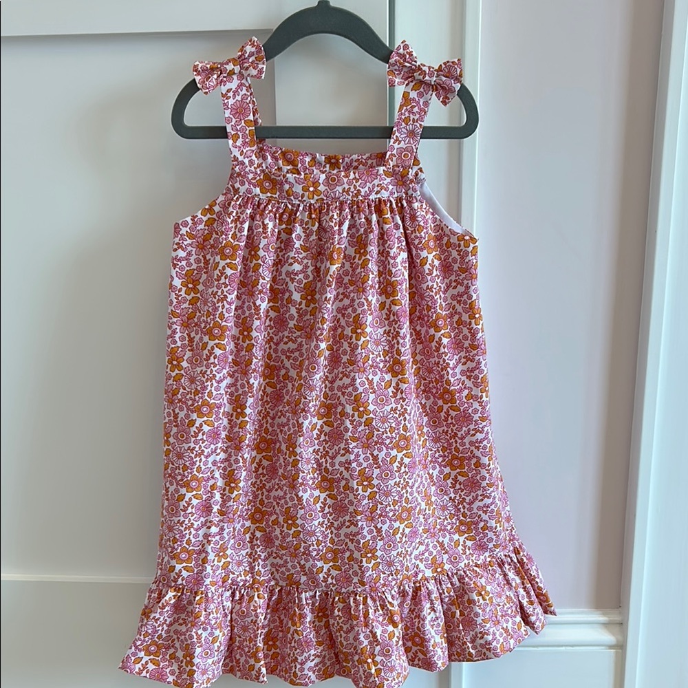 Floral Pink and Orange Ruffle Dress